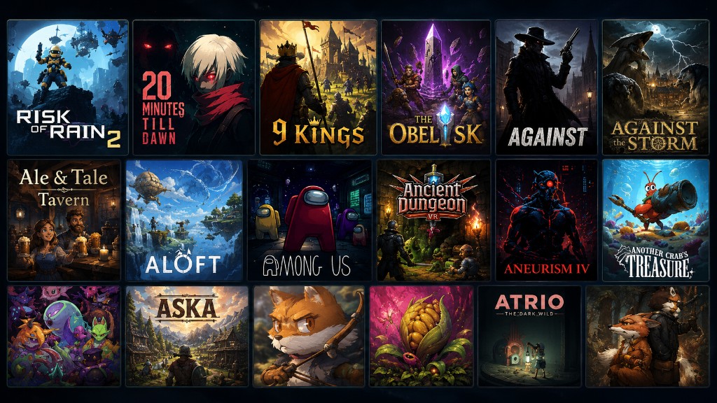 Banner collage of Unity games supported through Thunderstore in R2ModMan